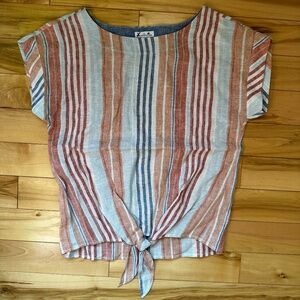 Signature Short-Sleeve Linen Top NWT